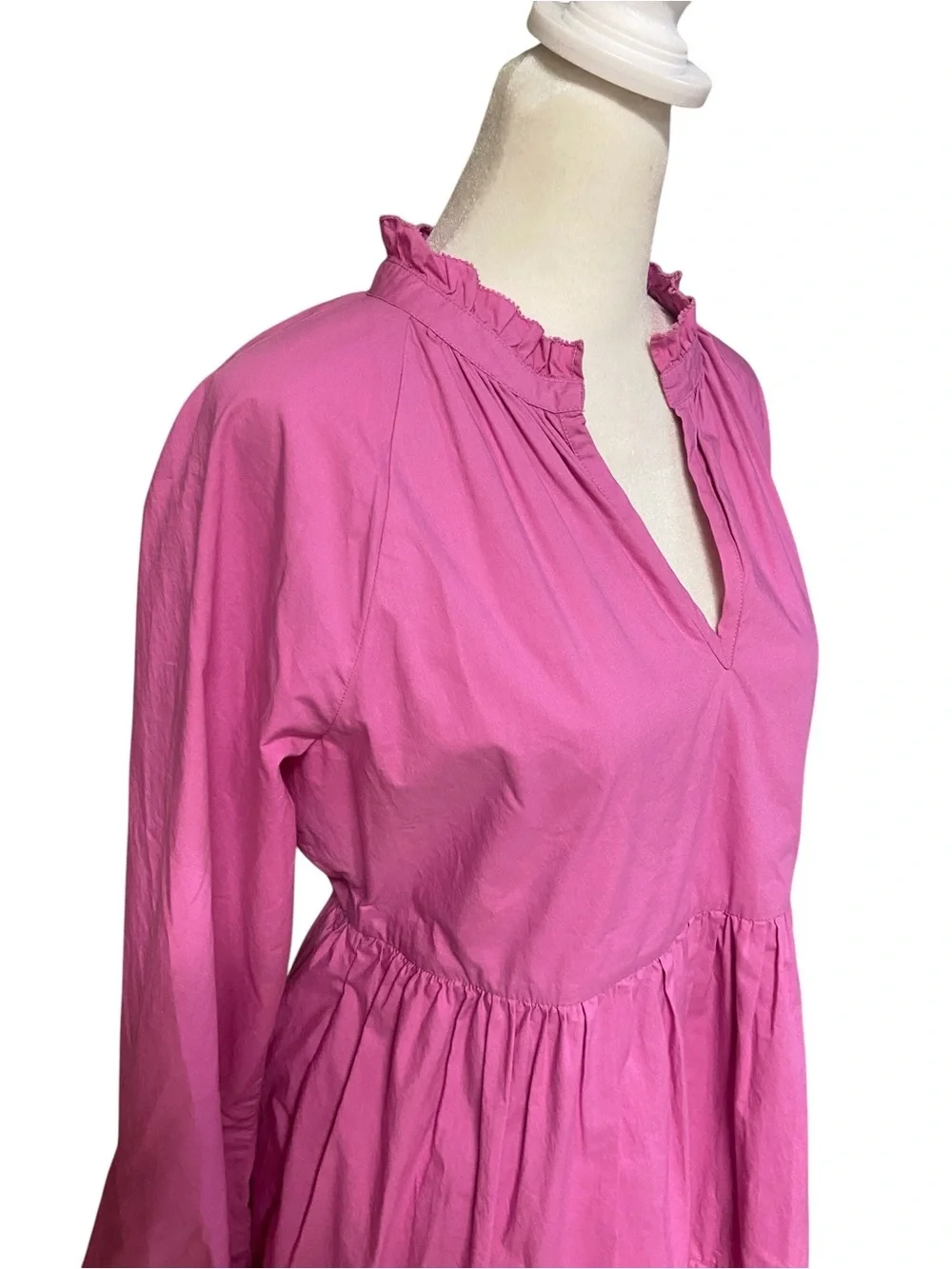 J Crew Pink Poplin Tiered Dress Size S Lined Pockets Barbiecore Feminine